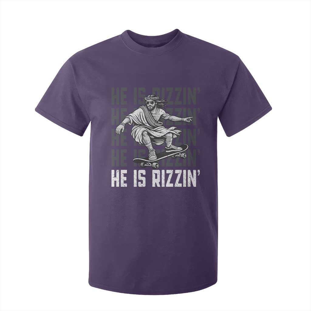 He Is Rizzin Funny Christian Easter Skateboarding Jesus Meme T Shirt For Kid Faith Humor Trendy Youth Gift TS02 Purple Print Your Wear