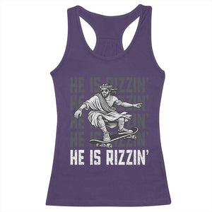 He Is Rizzin Funny Christian Easter Skateboarding Jesus Meme Racerback Tank Top Faith Humor Trendy Youth Gift TS02 Purple Print Your Wear