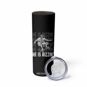 He Is Rizzin Funny Christian Easter Skateboarding Jesus Meme Skinny Tumbler Faith Humor Trendy Youth Gift TS02 Print Your Wear