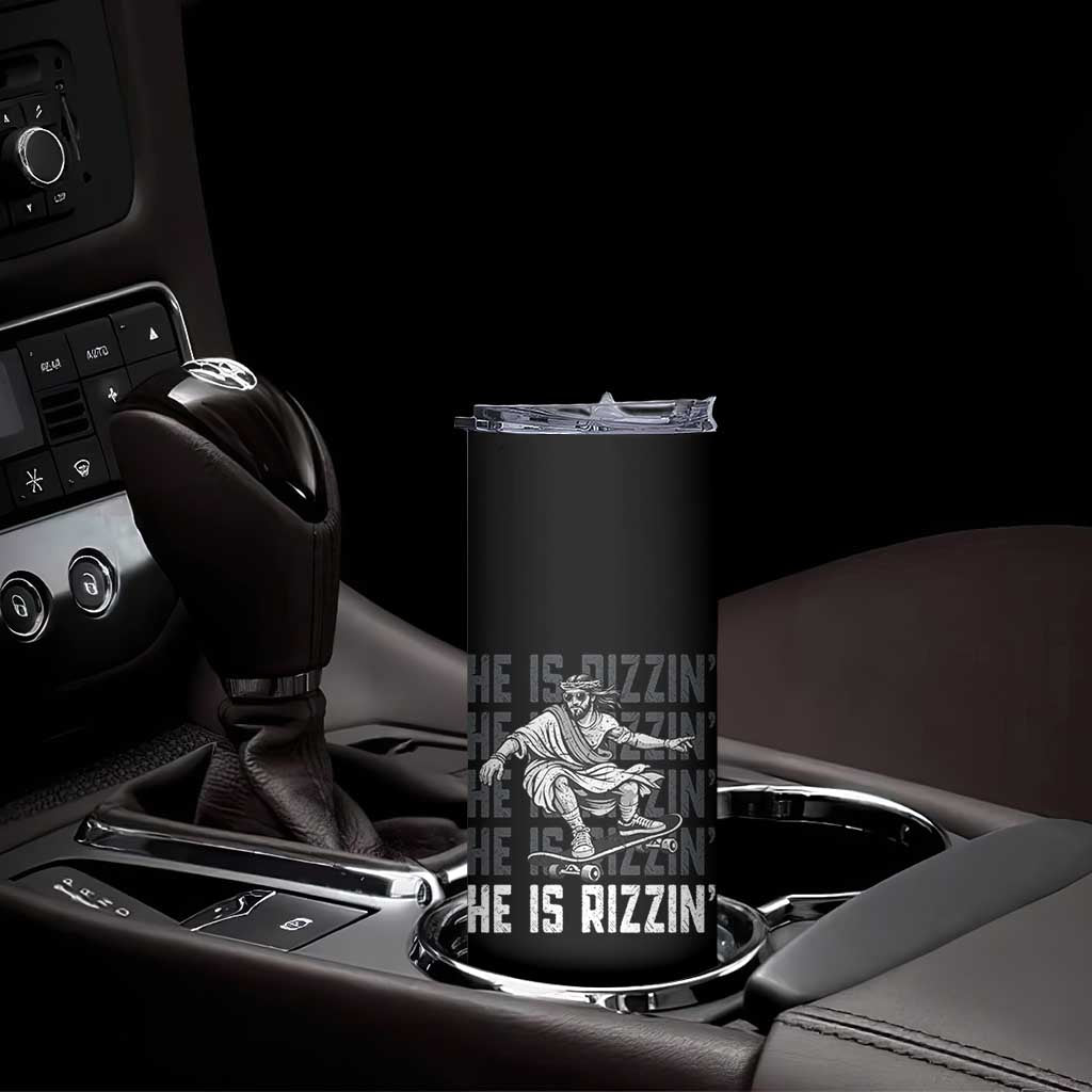 He Is Rizzin Funny Christian Easter Skateboarding Jesus Meme Skinny Tumbler Faith Humor Trendy Youth Gift TS02 Print Your Wear
