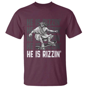 He Is Rizzin Funny Christian Easter Skateboarding Jesus Meme T Shirt Faith Humor Trendy Youth Gift TS02 Maroon Print Your Wear