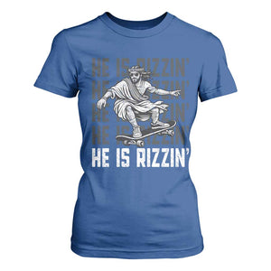 He Is Rizzin Funny Christian Easter Skateboarding Jesus Meme T Shirt For Women Faith Humor Trendy Youth Gift TS02 Royal Blue Print Your Wear