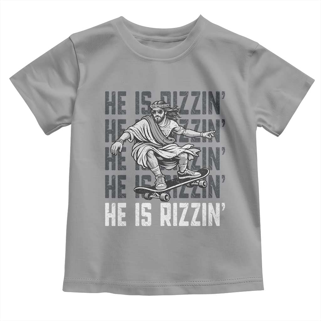 He Is Rizzin Funny Christian Easter Skateboarding Jesus Meme Toddler T Shirt Faith Humor Trendy Youth Gift TS02 Sport Gray Print Your Wear