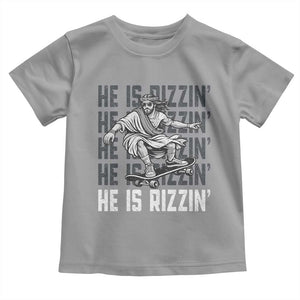 He Is Rizzin Funny Christian Easter Skateboarding Jesus Meme Toddler T Shirt Faith Humor Trendy Youth Gift TS02 Sport Gray Print Your Wear