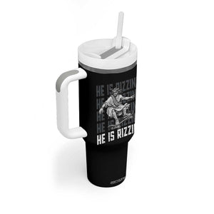 He Is Rizzin Funny Christian Easter Skateboarding Jesus Meme Tumbler With Handle Faith Humor Trendy Youth Gift TS02 Print Your Wear