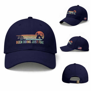 Retro Coming Out Of My Cave Christian Easter Parody Baseball Cap I’ve Been Doing Just Fine Resurrection Humor Faith Gift TS02 Baseball Cap Universal Fit Dark Blue Print Your Wear