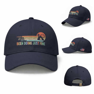Retro Coming Out Of My Cave Christian Easter Parody Baseball Cap I’ve Been Doing Just Fine Resurrection Humor Faith Gift TS02 Baseball Cap Universal Fit Navy Print Your Wear