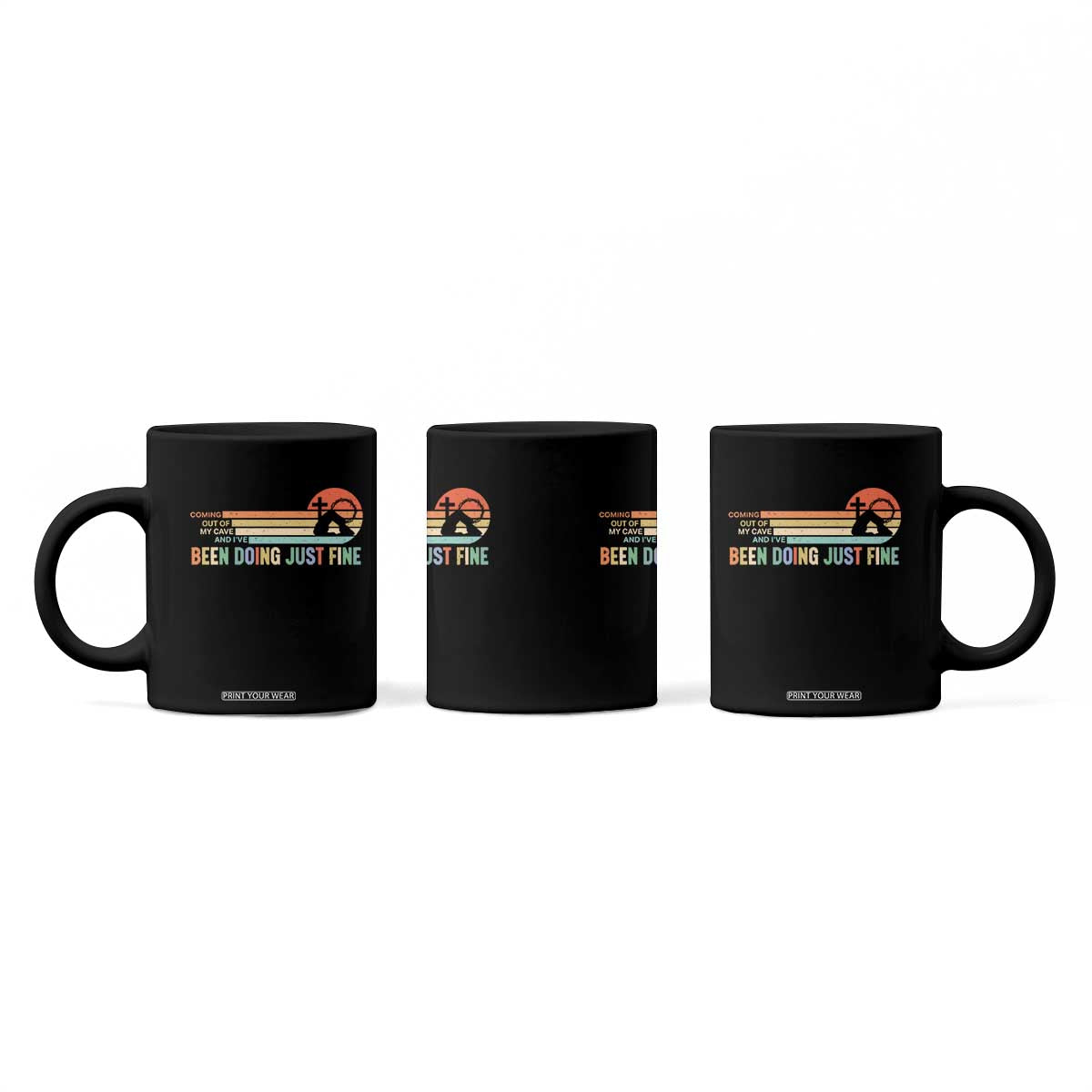 Retro Coming Out Of My Cave Christian Easter Parody Coffee Mug I’ve Been Doing Just Fine Resurrection Humor Faith Gift TS02 Print Your Wear