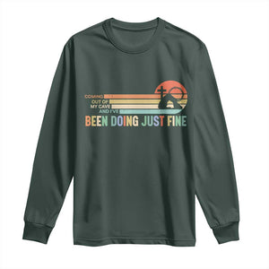 Retro Coming Out Of My Cave Christian Easter Parody Long Sleeve Shirt I’ve Been Doing Just Fine Resurrection Humor Faith Gift TS02 Dark Forest Green Print Your Wear