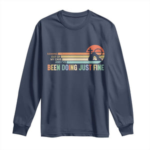 Retro Coming Out Of My Cave Christian Easter Parody Long Sleeve Shirt I’ve Been Doing Just Fine Resurrection Humor Faith Gift TS02 Navy Print Your Wear