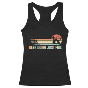 Retro Coming Out Of My Cave Christian Easter Parody Racerback Tank Top I’ve Been Doing Just Fine Resurrection Humor Faith Gift TS02 Black Print Your Wear