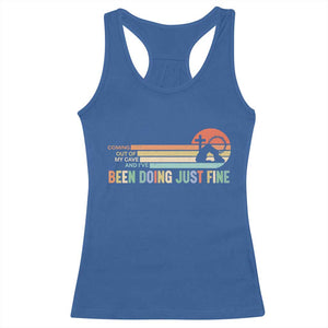 Retro Coming Out Of My Cave Christian Easter Parody Racerback Tank Top I’ve Been Doing Just Fine Resurrection Humor Faith Gift TS02 Royal Blue Print Your Wear