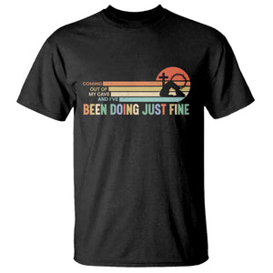 Retro Coming Out Of My Cave Christian Easter Parody T Shirt I’ve Been Doing Just Fine Resurrection Humor Faith Gift TS02 Black Print Your Wear