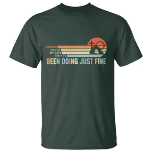 Retro Coming Out Of My Cave Christian Easter Parody T Shirt I’ve Been Doing Just Fine Resurrection Humor Faith Gift TS02 Dark Forest Green Print Your Wear