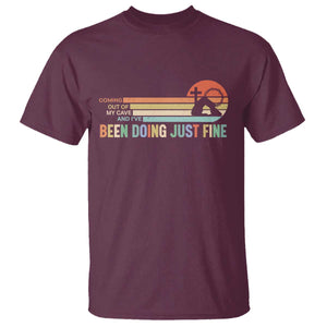 Retro Coming Out Of My Cave Christian Easter Parody T Shirt I’ve Been Doing Just Fine Resurrection Humor Faith Gift TS02 Maroon Print Your Wear