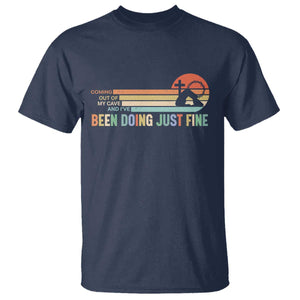 Retro Coming Out Of My Cave Christian Easter Parody T Shirt I’ve Been Doing Just Fine Resurrection Humor Faith Gift TS02 Navy Print Your Wear