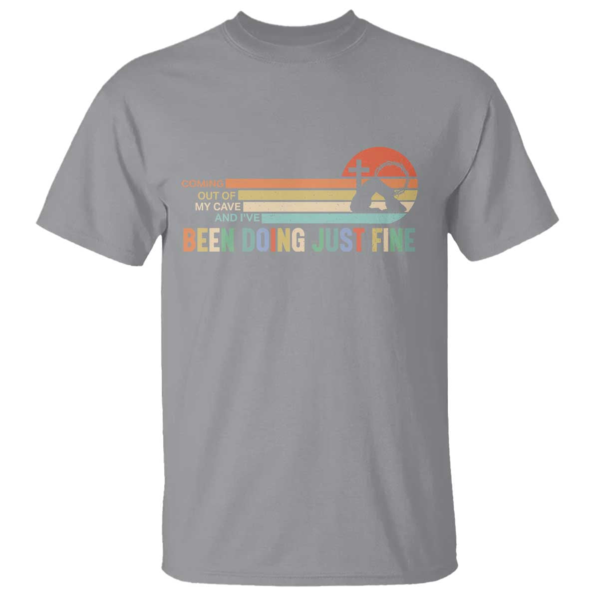 Retro Coming Out Of My Cave Christian Easter Parody T Shirt I’ve Been Doing Just Fine Resurrection Humor Faith Gift TS02 Sport Gray Print Your Wear