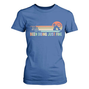 Retro Coming Out Of My Cave Christian Easter Parody T Shirt For Women I’ve Been Doing Just Fine Resurrection Humor Faith Gift TS02 Royal Blue Print Your Wear