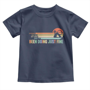 Retro Coming Out Of My Cave Christian Easter Parody Toddler T Shirt I’ve Been Doing Just Fine Resurrection Humor Faith Gift TS02 Navy Print Your Wear