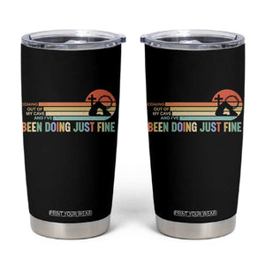 Retro Coming Out Of My Cave Christian Easter Parody Tumbler Cup I’ve Been Doing Just Fine Resurrection Humor Faith Gift TS02 Black Print Your Wear