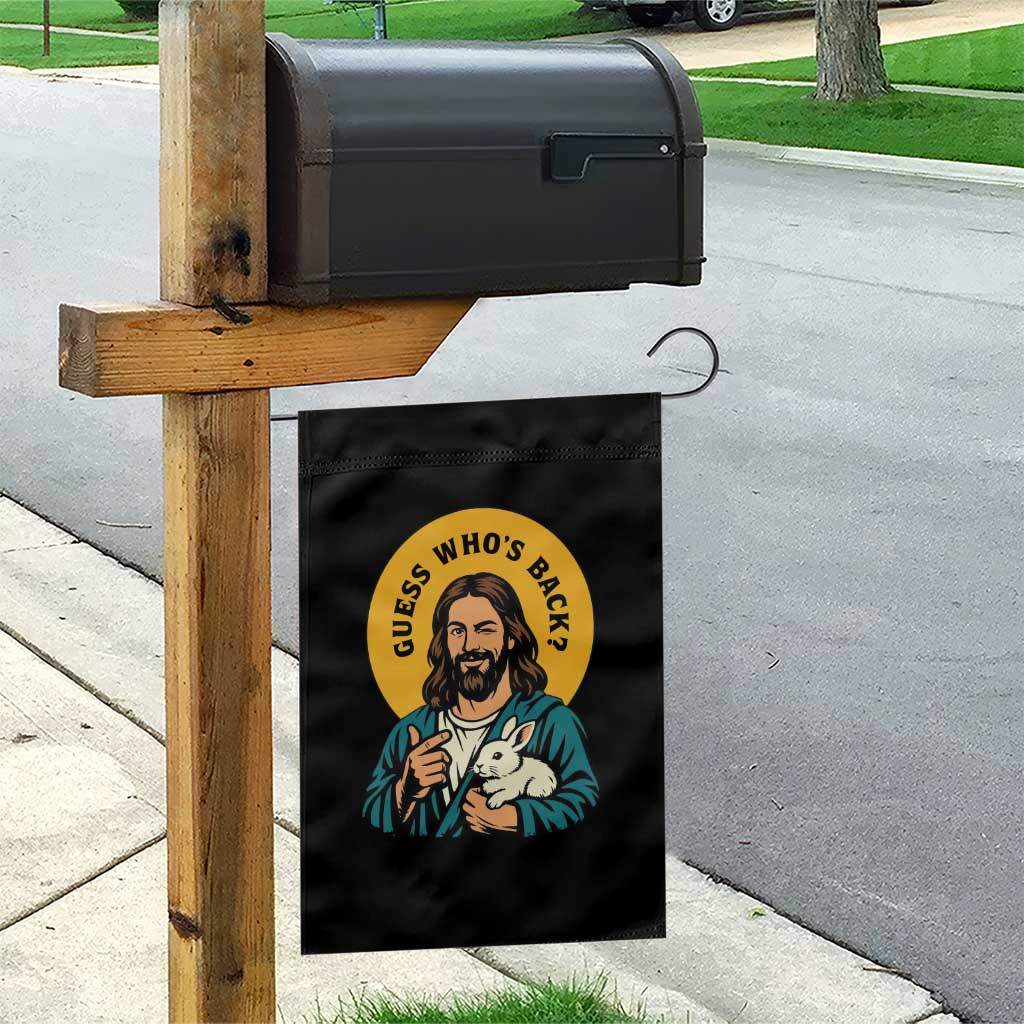Guess Who is Back Funny Christian Easter Garden Flag Winking Jesus with Lamb Cute Resurrection Humor Gift TS02 Print Your Wear