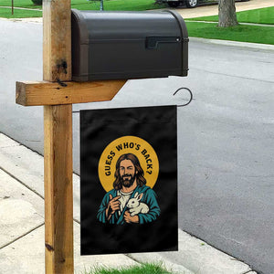 Guess Who is Back Funny Christian Easter Garden Flag Winking Jesus with Lamb Cute Resurrection Humor Gift TS02 Print Your Wear