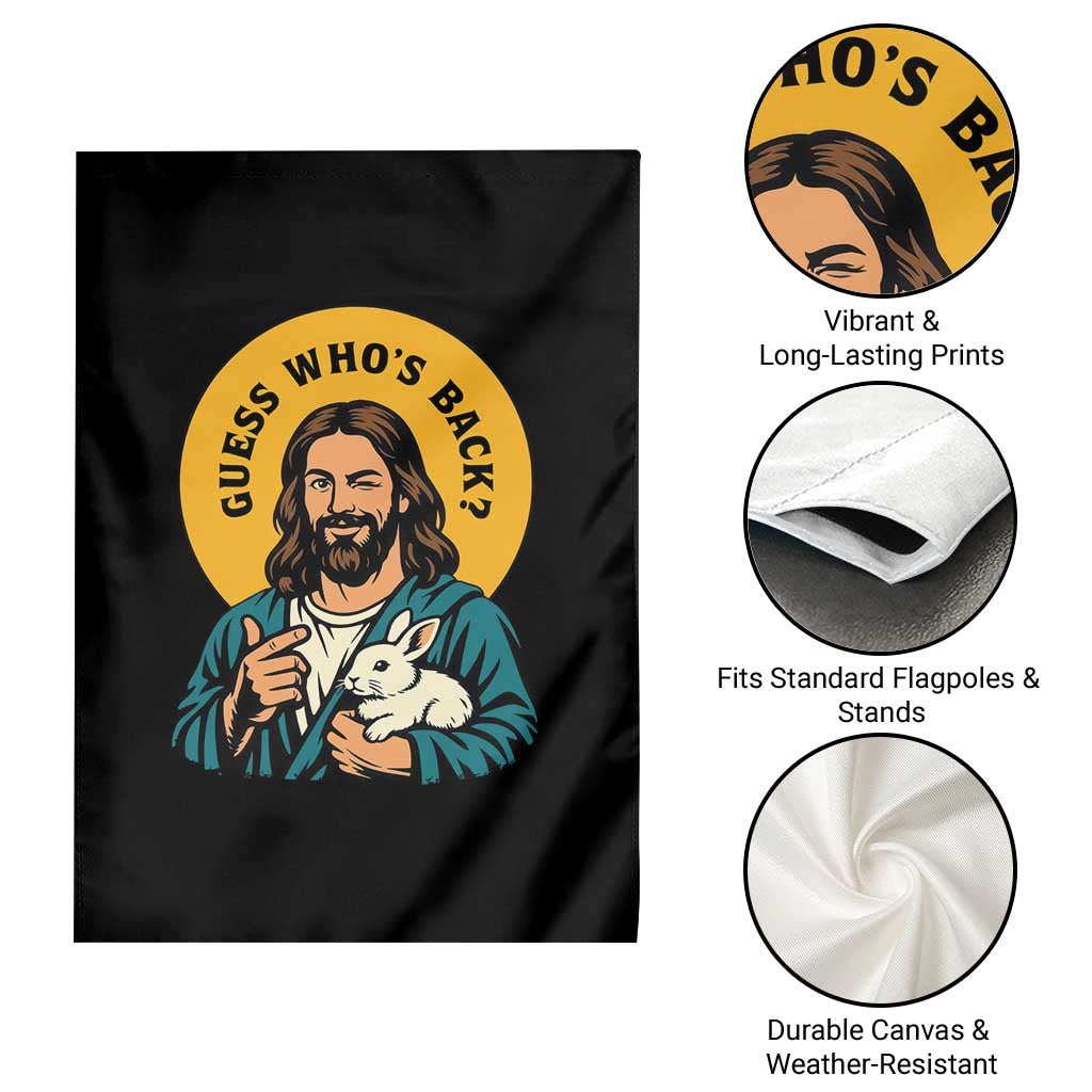 Guess Who is Back Funny Christian Easter Garden Flag Winking Jesus with Lamb Cute Resurrection Humor Gift TS02 Print Your Wear