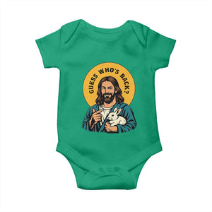 Guess Who is Back Funny Christian Easter Baby Onesie Winking Jesus with Lamb Cute Resurrection Humor Gift TS02 Irish Green Print Your Wear