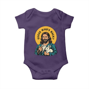 Guess Who is Back Funny Christian Easter Baby Onesie Winking Jesus with Lamb Cute Resurrection Humor Gift TS02 Purple Print Your Wear