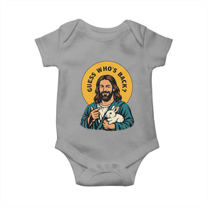Guess Who is Back Funny Christian Easter Baby Onesie Winking Jesus with Lamb Cute Resurrection Humor Gift TS02 Sport Gray Print Your Wear