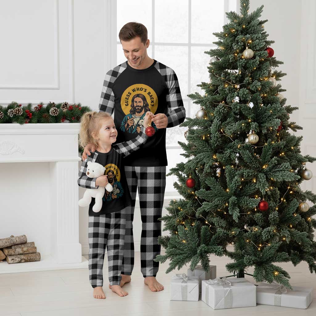 Guess Who is Back Funny Christian Easter Plaid Pajama Set Winking Jesus with Lamb Cute Resurrection Humor Gift TS02 White Plaid Print Your Wear