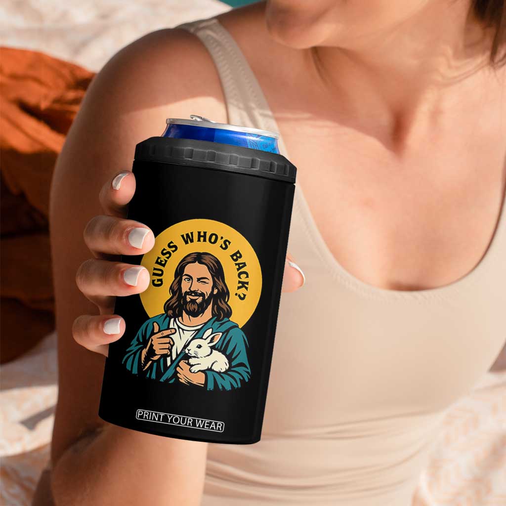 Guess Who is Back Funny Christian Easter 4 in 1 Can Cooler Tumbler Winking Jesus with Lamb Cute Resurrection Humor Gift TS02 Print Your Wear