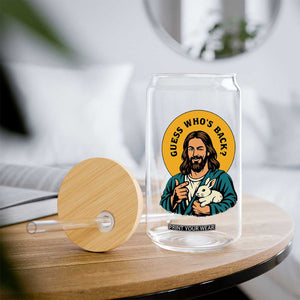 Guess Who is Back Funny Christian Easter Glass Can Winking Jesus with Lamb Cute Resurrection Humor Gift TS02 Print Your Wear