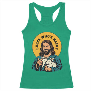 Guess Who is Back Funny Christian Easter Racerback Tank Top Winking Jesus with Lamb Cute Resurrection Humor Gift TS02 Irish Green Print Your Wear
