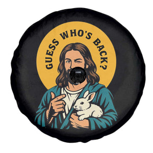 Guess Who is Back Funny Christian Easter Spare Tire Cover Winking Jesus with Lamb Cute Resurrection Humor Gift TS02 Print Your Wear