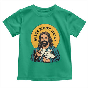 Guess Who is Back Funny Christian Easter Toddler T Shirt Winking Jesus with Lamb Cute Resurrection Humor Gift TS02 Irish Green Print Your Wear