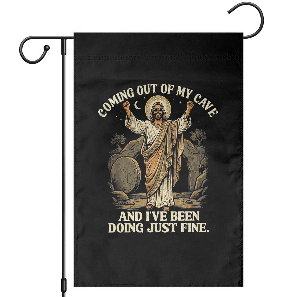 Coming Out Of My Cave Christian Easter Garden Flag Risen Jesus Tomb Scene Inspirational Faith Message Gift TS02 Black Print Your Wear