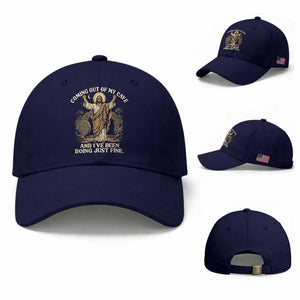 Coming Out Of My Cave Christian Easter Baseball Cap Risen Jesus Tomb Scene Inspirational Faith Message Gift TS02 Baseball Cap Universal Fit Dark Blue Print Your Wear