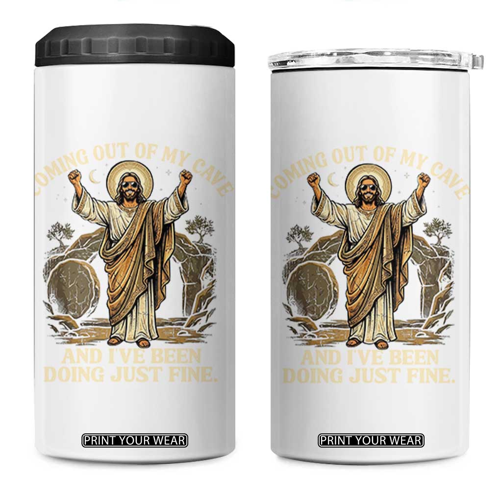 Coming Out Of My Cave Christian Easter 4 in 1 Can Cooler Tumbler Risen Jesus Tomb Scene Inspirational Faith Message Gift TS02 One Size: 16 oz Black Print Your Wear