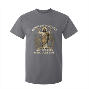 Coming Out Of My Cave Christian Easter T Shirt For Kid Risen Jesus Tomb Scene Inspirational Faith Message Gift TS02 Charcoal Print Your Wear
