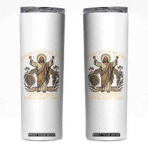 Coming Out Of My Cave Christian Easter Skinny Tumbler Risen Jesus Tomb Scene Inspirational Faith Message Gift TS02 Black Print Your Wear