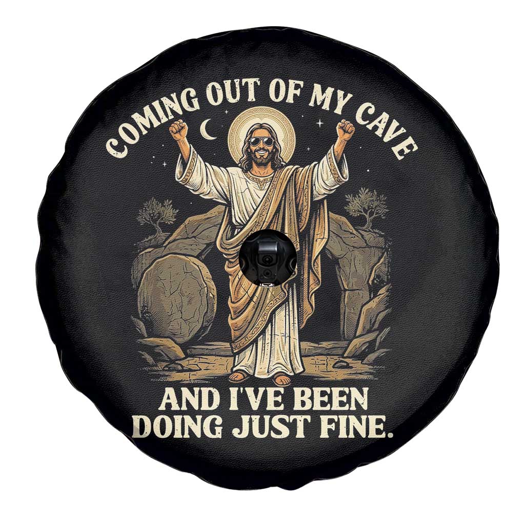 Coming Out Of My Cave Christian Easter Spare Tire Cover Risen Jesus Tomb Scene Inspirational Faith Message Gift TS02 Print Your Wear