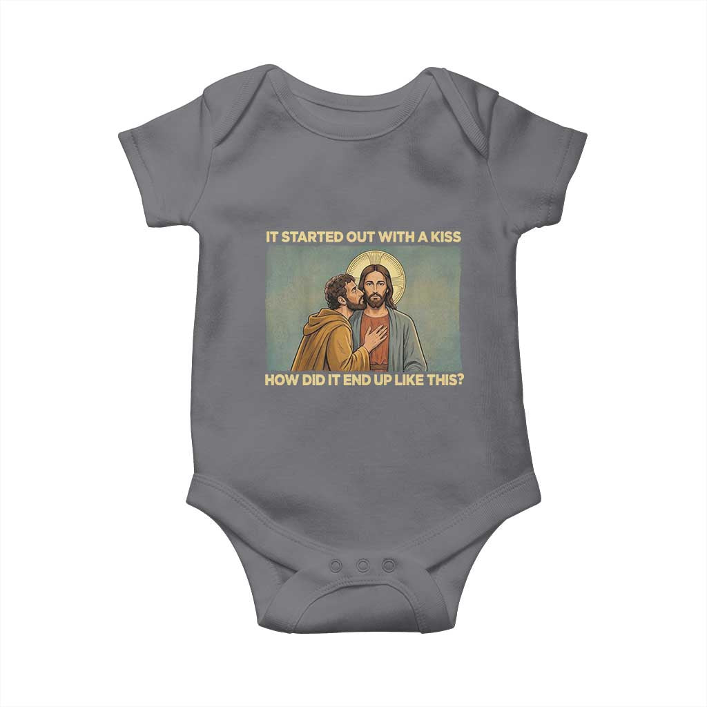 It Started Out With A Kiss Christian Easter Baby Onesie Judas Betrayal Biblical Scene Faith Reflection Gift TS02 Charcoal Print Your Wear