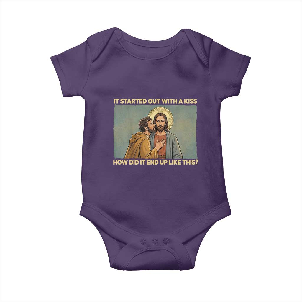 It Started Out With A Kiss Christian Easter Baby Onesie Judas Betrayal Biblical Scene Faith Reflection Gift TS02 Purple Print Your Wear