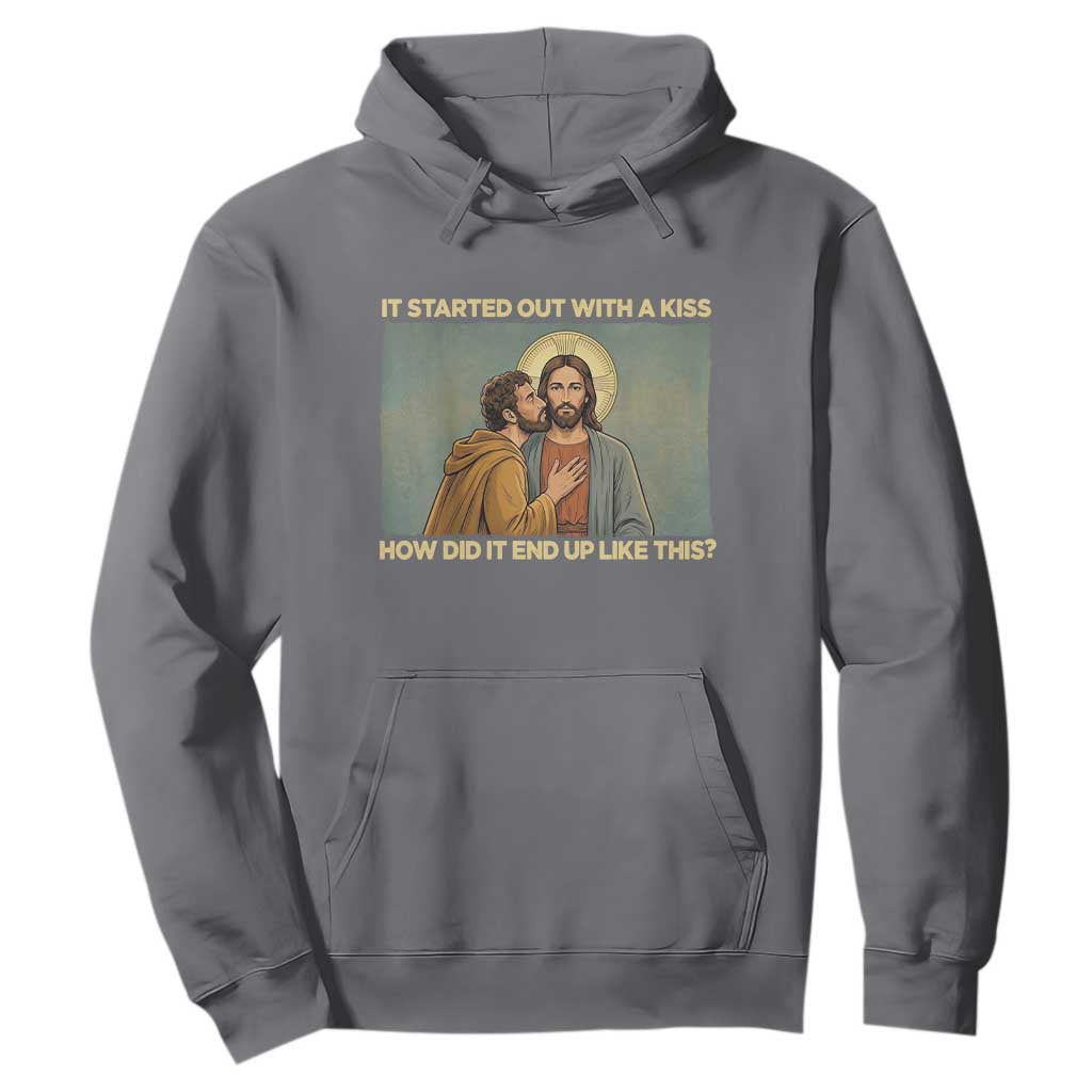 It Started Out With A Kiss Christian Easter Hoodie Judas Betrayal Biblical Scene Faith Reflection Gift TS02 Charcoal Print Your Wear