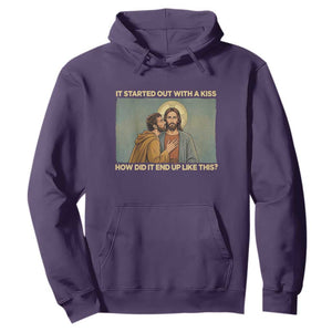 It Started Out With A Kiss Christian Easter Hoodie Judas Betrayal Biblical Scene Faith Reflection Gift TS02 Purple Print Your Wear