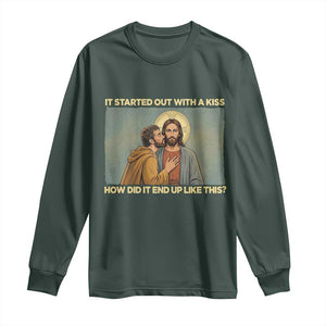 It Started Out With A Kiss Christian Easter Long Sleeve Shirt Judas Betrayal Biblical Scene Faith Reflection Gift TS02 Dark Forest Green Print Your Wear