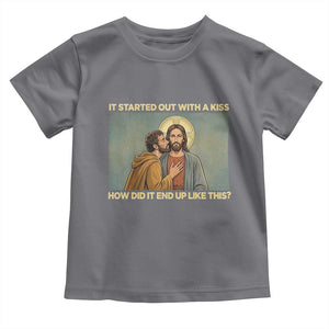 It Started Out With A Kiss Christian Easter Toddler T Shirt Judas Betrayal Biblical Scene Faith Reflection Gift TS02 Charcoal Print Your Wear