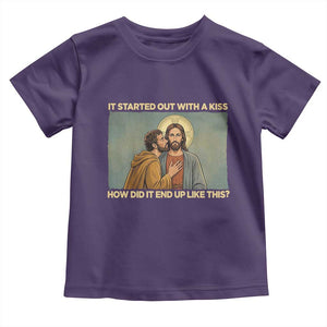 It Started Out With A Kiss Christian Easter Toddler T Shirt Judas Betrayal Biblical Scene Faith Reflection Gift TS02 Purple Print Your Wear