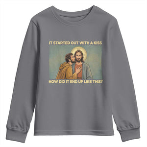 It Started Out With A Kiss Christian Easter Youth Sweatshirt Judas Betrayal Biblical Scene Faith Reflection Gift TS02 Charcoal Print Your Wear